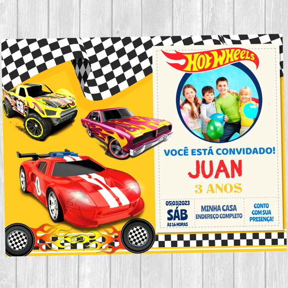 Convite Hot Wheels Aniversário Festa Hot Wheels Carros
