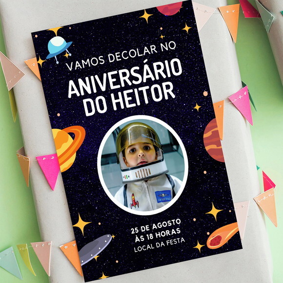 Convite Infantil Espaço - Arte Virtual