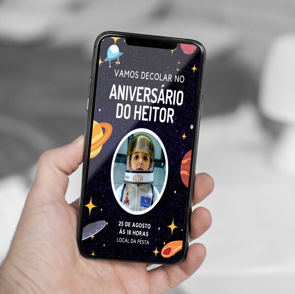 Convite Infantil Espaço - Arte Virtual