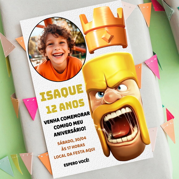 Convite Digitgal Clash Royale com Foto