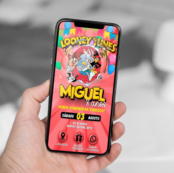Convite Interativo Baby Looney Tunes Digital