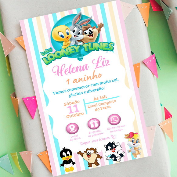 Convite Interativo Baby Looney Tunes
