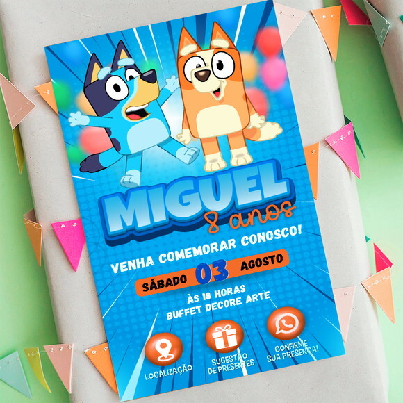 Convite Interativo Blue e Bingo