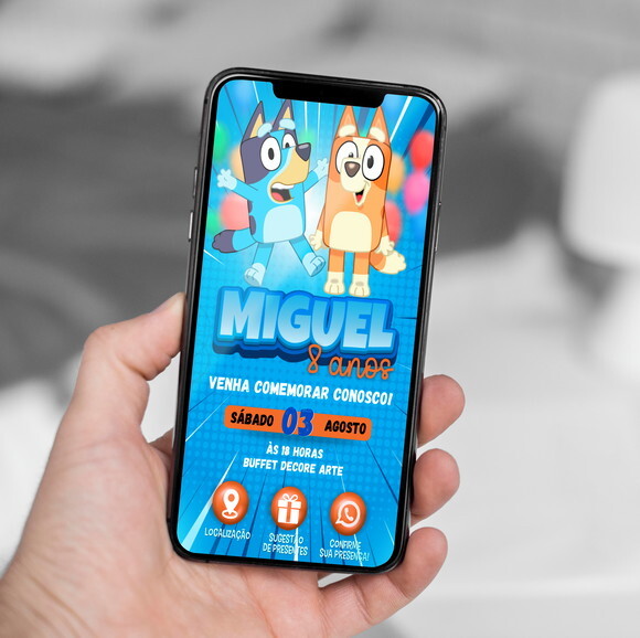 Convite Interativo Blue e Bingo