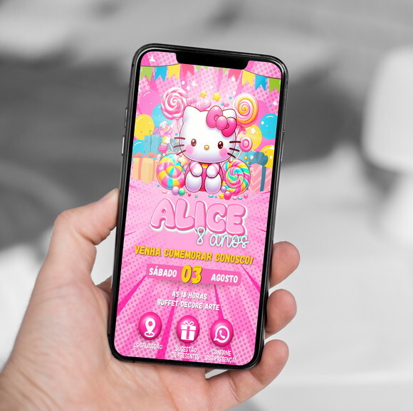 Convite Interativo Hello Kitty