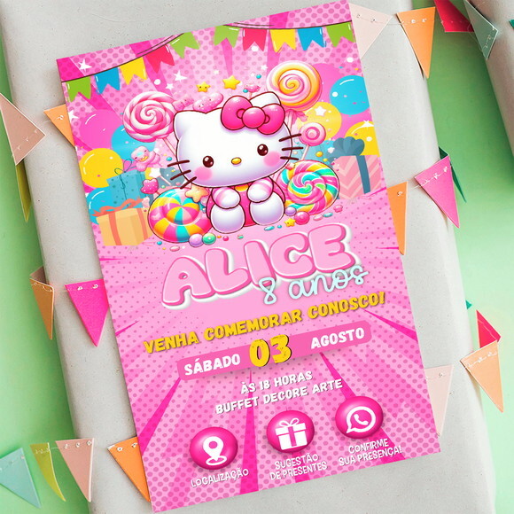 Convite Interativo Hello Kitty
