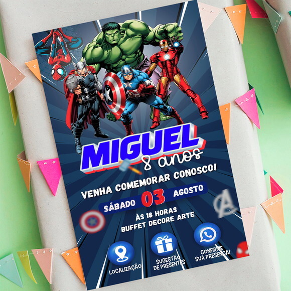 Convite Interativo os Vingadores Digital