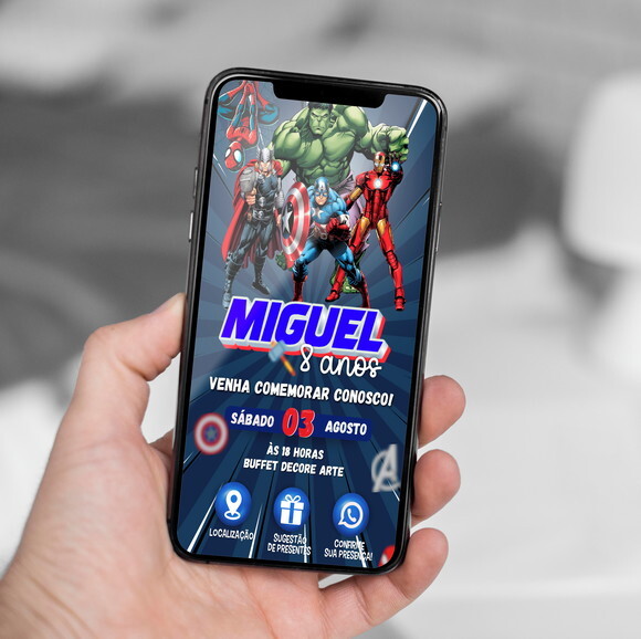 Convite Interativo os Vingadores Digital