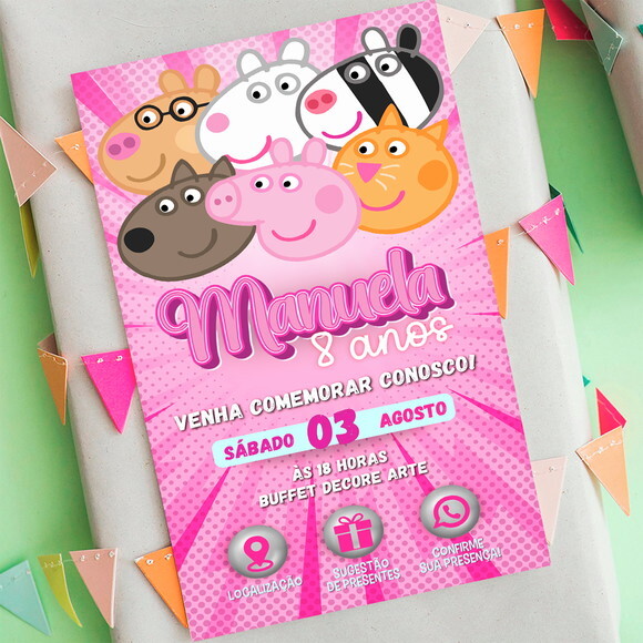 Convite Interativo Porquinha Rosa Pep,pa Pig