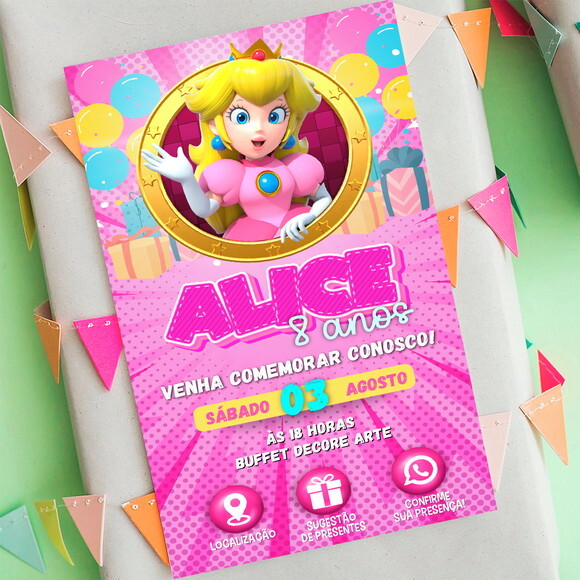Convite Interativo Princesa Peach