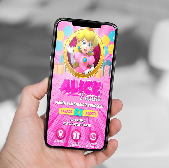 Convite Interativo Princesa Peach