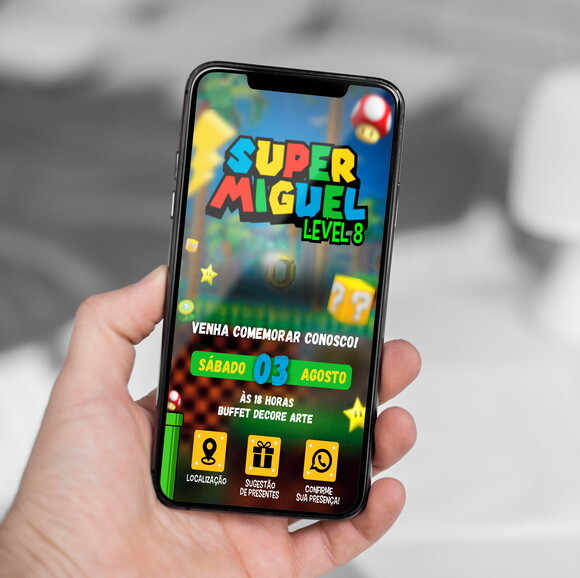 Convite Interativo Super Mário Bros