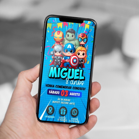 Convite Interativo Vingadores Toy Digital