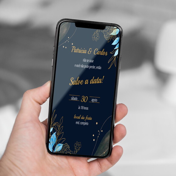 Convite Salve a Data - Save The Date Casamento Azul Royal