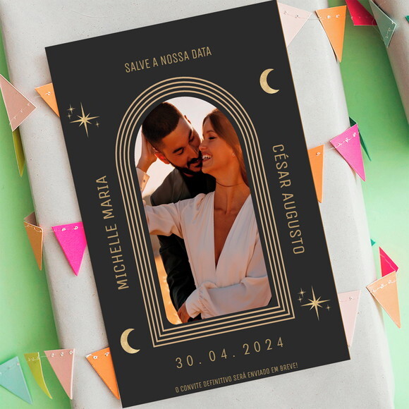 Salve a Data - Save The Date Casamento Várias Cores com Foto