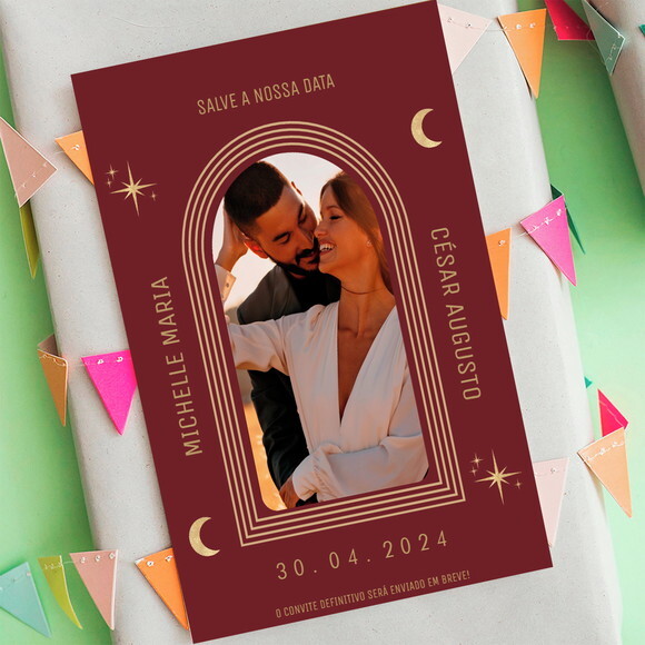 Salve a Data - Save The Date Casamento Várias Cores com Foto