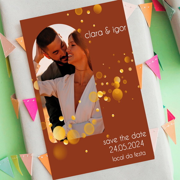 Salve a Data - Save The Date Casamento Várias Cores com Foto