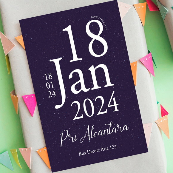 Salve a Data - Save The Date Glitter Várias Cores