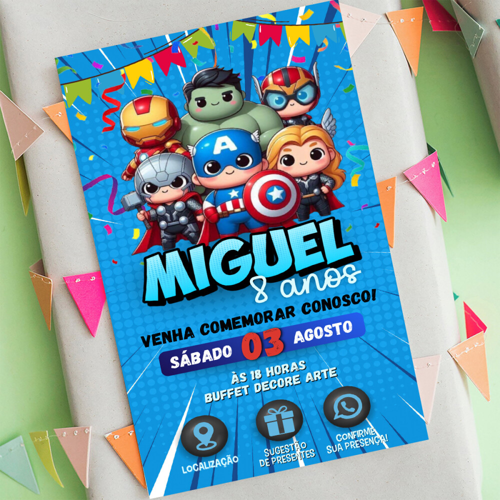 Convite Interativo Vingadores Toy Digital + Save the Date