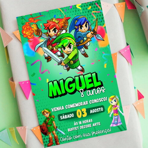 Convite Aniversário a Lenda de Zelda