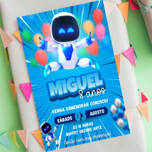 Convite Aniversário Astro Bot Digital