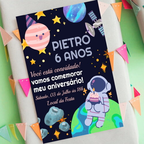 Convite Aniversário Astronauta Digital