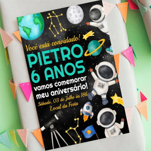 Convite Aniversário Astronauta Digital