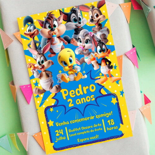 Convite Aniversário Baby Looney Tunes