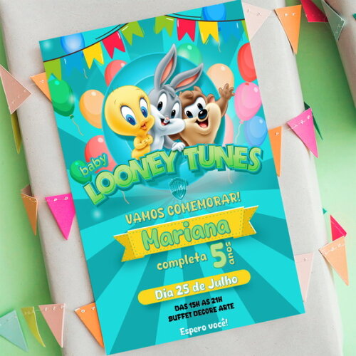 Convite Aniversário Baby Looney Tunes