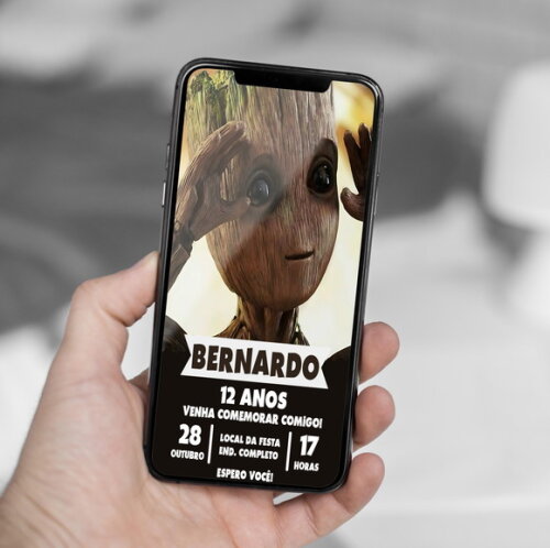 Convite Aniversário Baby Groot Digital