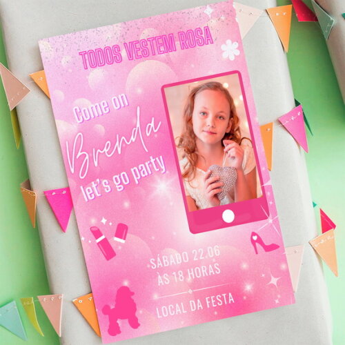Convite Aniversário Barbie com Foto