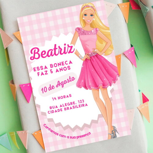 Convite Aniversário Barbie Digital