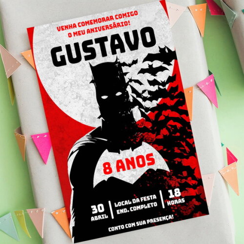 Convite Aniversário Batman Morcegos