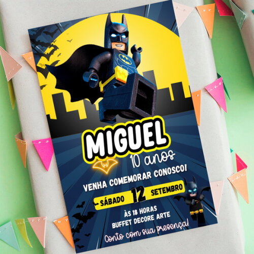 Convite Aniversário Batman Lego