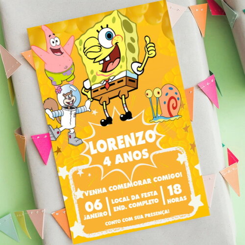 Convite Aniversário Bob Esponja