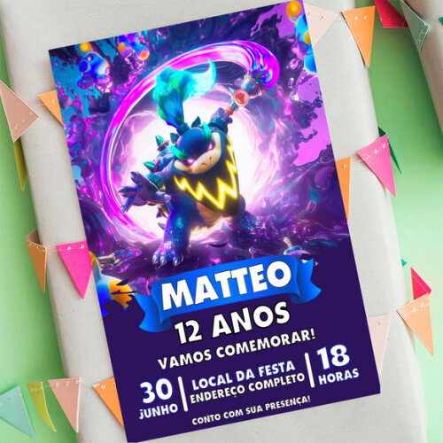 Convite Aniversário Bowser Super Mário Galaxy