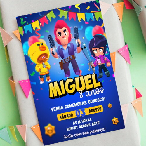Convite Aniversário Brawl Stars Digital