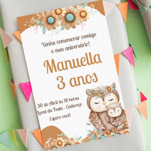 Convite Aniversário Corujinhas