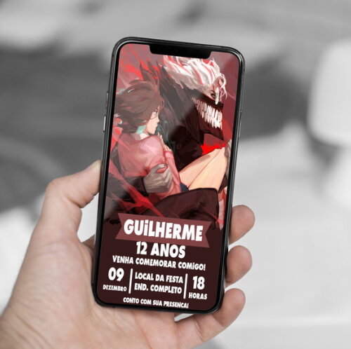 Convite Aniversário Dandadan Anime Digital