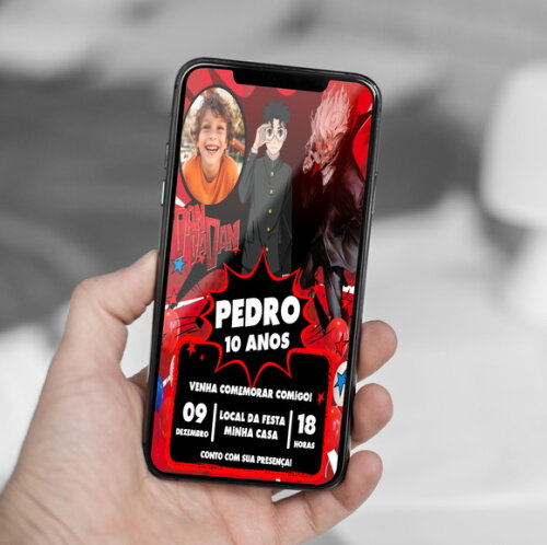 Convite Aniversário Dandadan Anime Digital