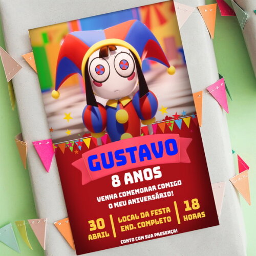 Convite Aniversário Digital Circus