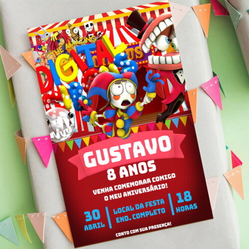 Convite Aniversário Digital Circus