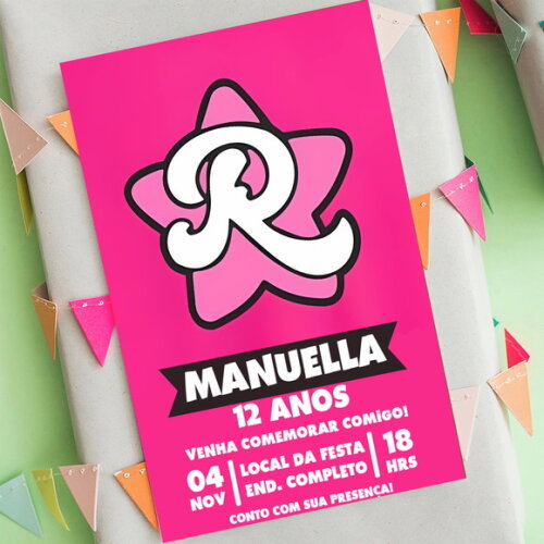 Convite Aniversário Emilly Vick Rosa