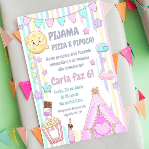 Convite Aniversário Festa do Pijama