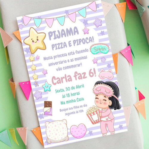 Convite Aniversário Festa do Pijama