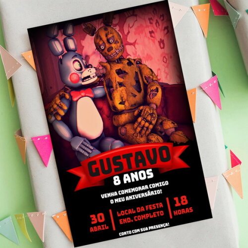 Convite Aniversário Five Nights At Freddy?s Fnaf