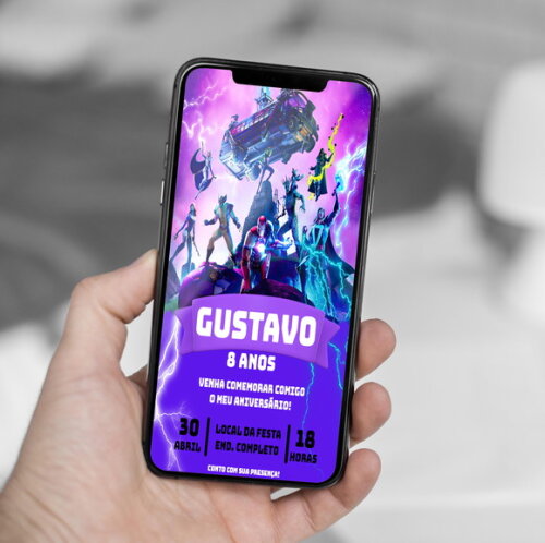 Convite Aniversário Fortnite Heróis Digital