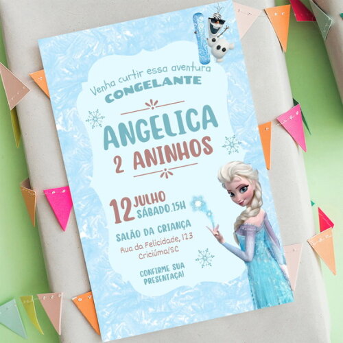 Convite Aniversário Frozen Princesa Elsa