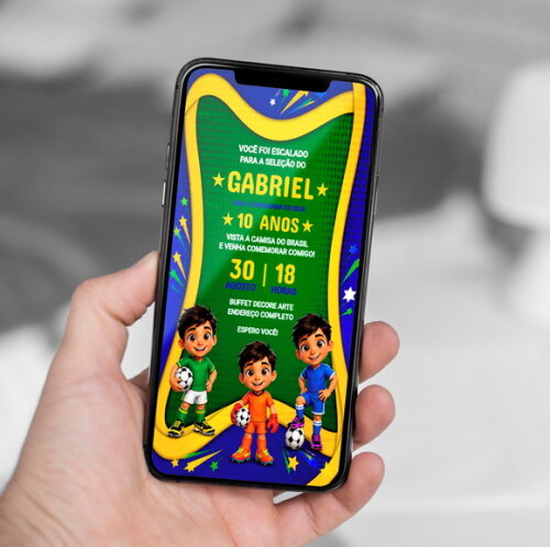 Convite Aniversário Futebol Copa do Mundo Personagens