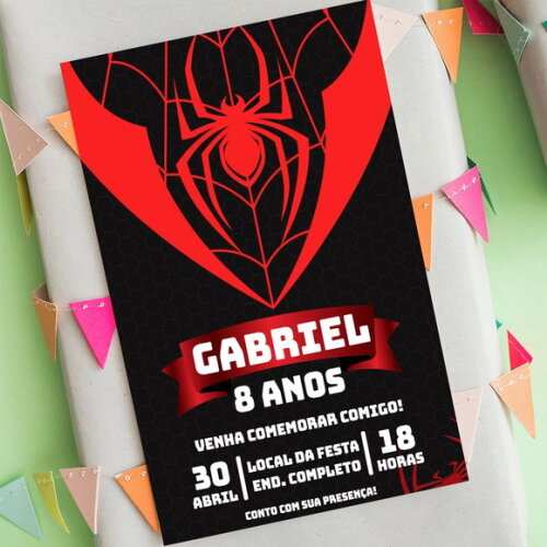 Convite Aniversário Homem Aranha Digital